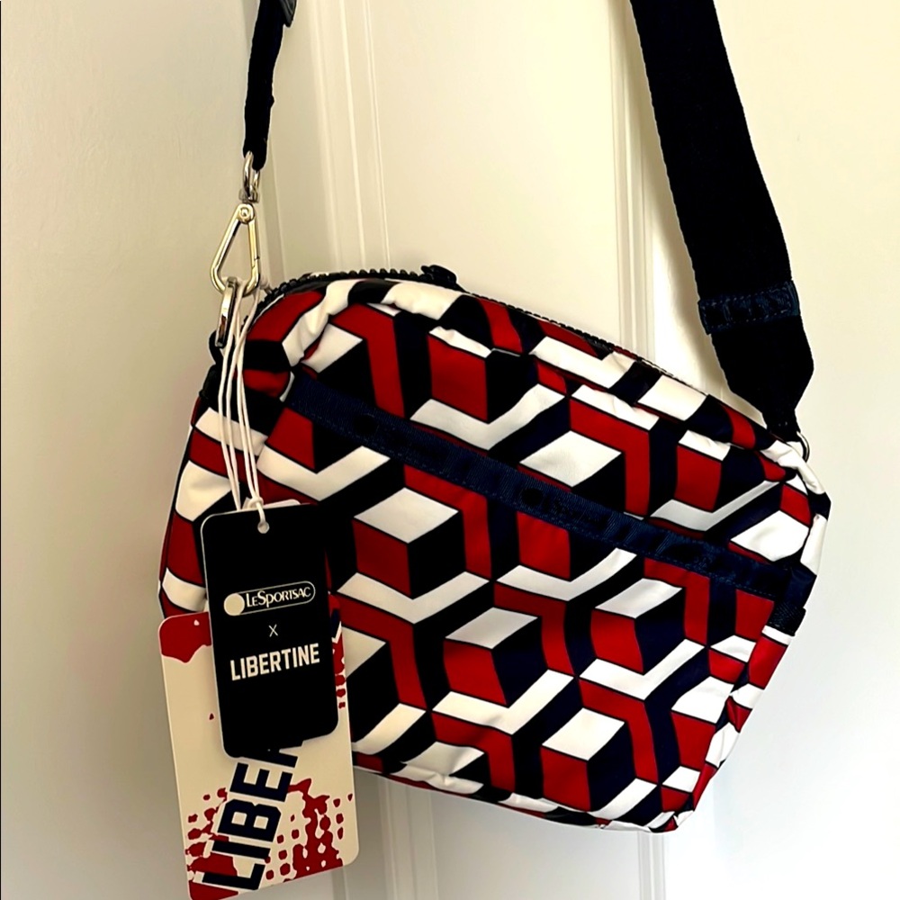 LeSportsac x Libertine Red and Black Geometric Crossbody Bag